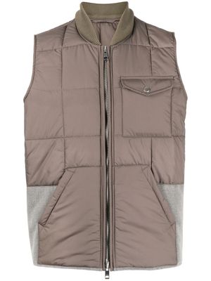 Caruso panelled padded gilet - Brown