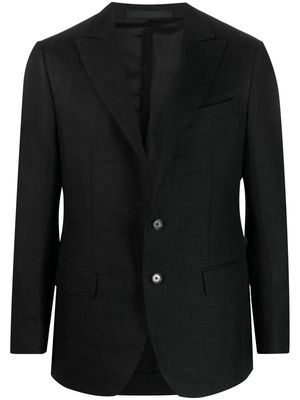 Caruso peak-lapels linen-blend blazer - Black
