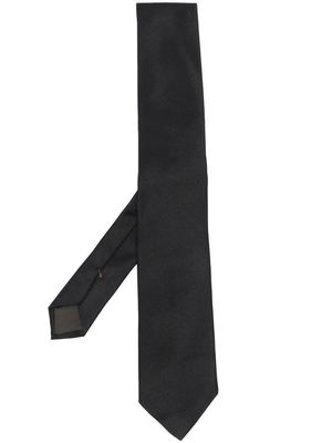 Caruso plain silk tie - Black