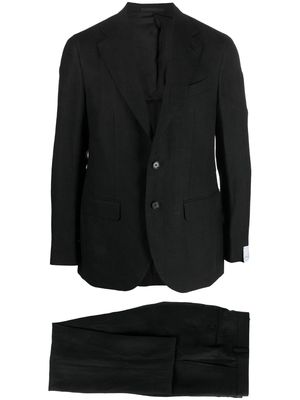 Caruso single-breasted linen suit - Black