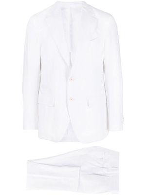 Caruso single-breasted linen suit - White