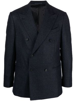 Caruso textured wool-blend double-breasted blazer - Blue