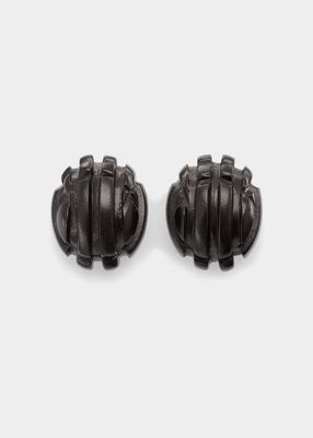 Carved Ebony Clip Earrings