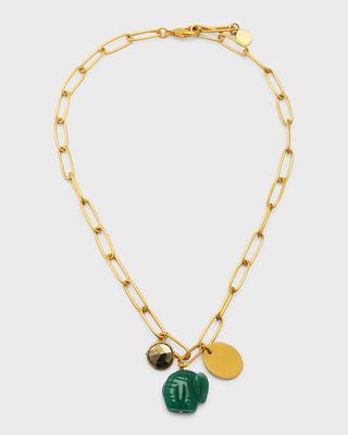Carved Jade Elephant Charm Necklace