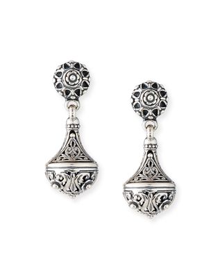 Carved Sterling Silver Drop Earrings