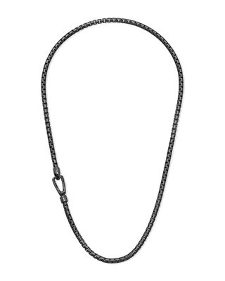 Carved Tubular Burnished Silver Necklace with Matte Chain and Polished Clasp, 22"L
