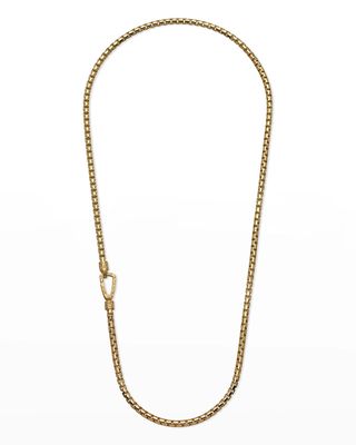 Carved Tubular Yellow Gold Plated Silver Necklace with Matte Chain and Polished Clasp, 22"L