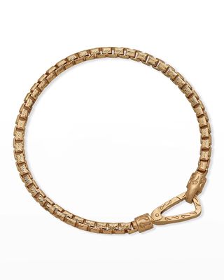 Carved Yellow Gold Plated Silver Bracelet with Matte Chain and Polished Clasp