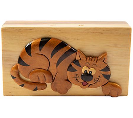 Carver Dan's Crazy Cat Puzzle Box with Magnet C losures