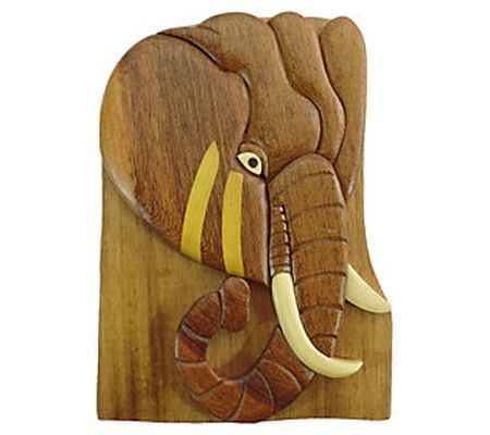Carver Dan's Elephant Head Puzzle Box with Magn et Closures