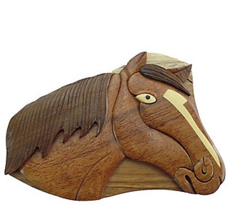 Carver Dan's Horse Head Puzzle Box with Magnet Closures