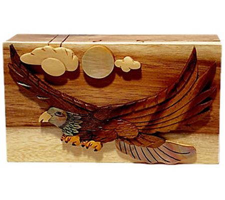 Carver Dan's Mother of Pearl Eagle Puzzle Box w ith Magnets