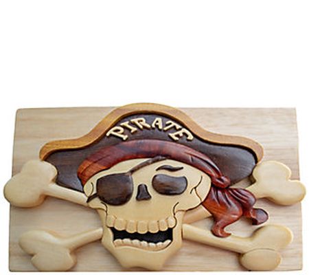 Carver Dan's Pirate Puzzle Box with Magnet Clos ures