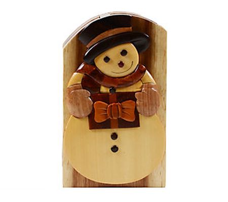 Carver Dan's Snowman Puzzle Box with Magnet Clo sures