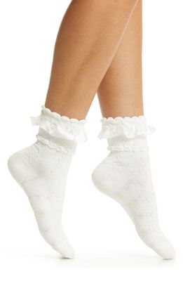 Casa Clara Birdee Ruffle Quarter Socks in White