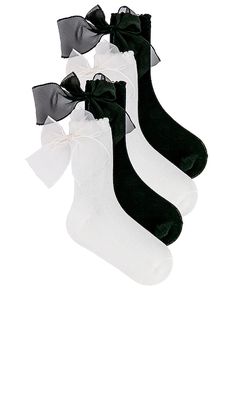 Casa Clara Bordeaux Sock Set in Black,White.