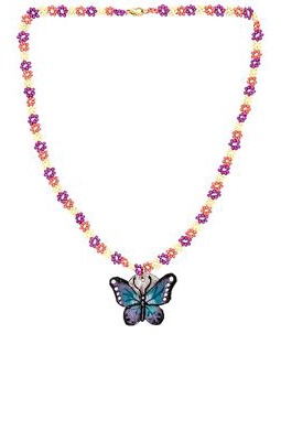 Casa Clara Butterfly Beaded Necklace in Purple.