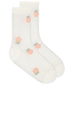 Casa Clara Peach Socks in White.