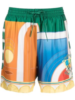 Casablanca abstract-print drawstring-waist short shorts - Green