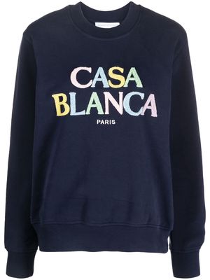 Casablanca appliqué logo long-sleeve sweatshirt - Blue
