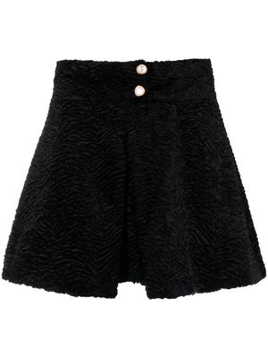Casablanca box-pleat detail jacquard velvet miniskirt - Black
