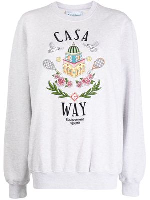 Casablanca Casa Way-embroidered cotton sweatshirt - Grey