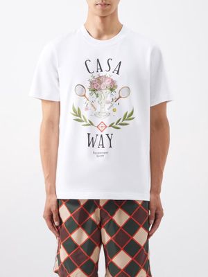 Casablanca - Casa Way-logo Organic-cotton Jersey T-shirt - Mens - White Multi