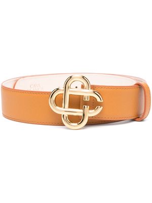 Casablanca CC logo buckle leather belt - Brown