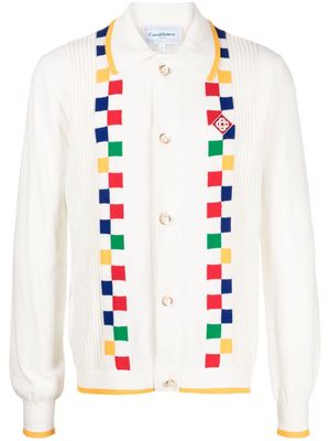 Casablanca check-pattern cotton cardigan - Neutrals