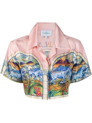Casablanca Chevaux Sauvages cropped shirt - Pink
