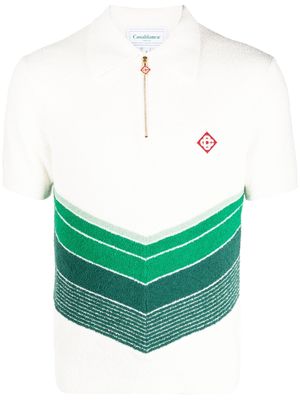 Casablanca chevron-stripe terry polo shirt - White