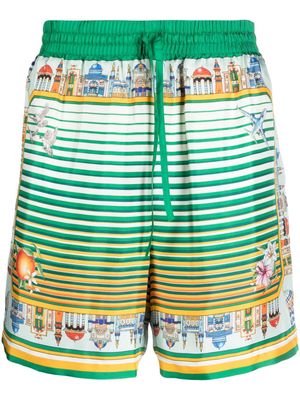 Casablanca City Scape silk shorts - Green
