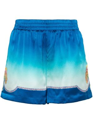 Casablanca Coquillage Coloré silk shorts - Blue