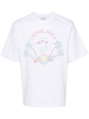 Casablanca Crayon Tennis-print T-shirt - White