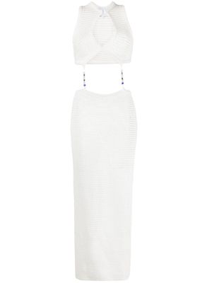 Casablanca crochet bead-embellished maxi dress - White