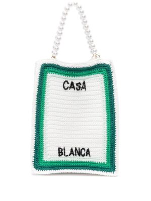 Casablanca crochet-knit tote bag - White