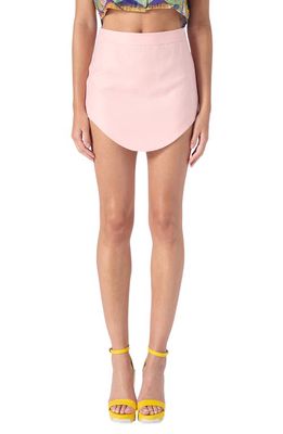 Casablanca Curved Hem Wool Miniskirt in Pink