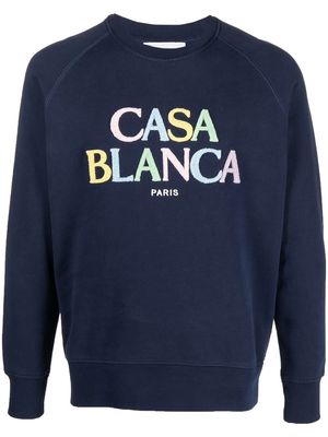Casablanca debossed-logo detail sweatshirt - Blue