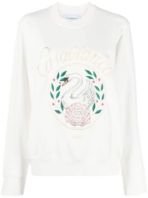 Casablanca Embleme de Cygne embroidered sweatshirt - Neutrals