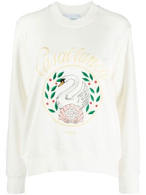 Casablanca Embleme de Cygne embroidered sweatshirt - White