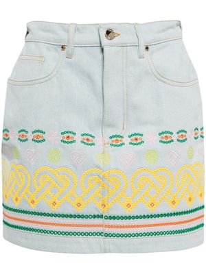 Casablanca embroidered cotton mini skirt - Blue