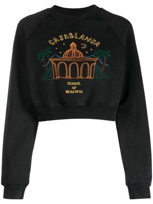 Casablanca embroidered-logo cropped sweatshirt - Black