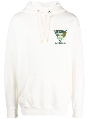 Casablanca embroidered-logo organic cotton hoodie - White
