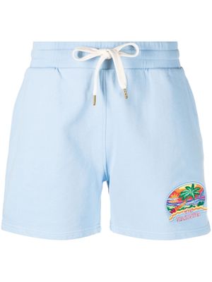 Casablanca embroidered-motif track shorts - Blue