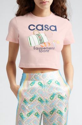 Casablanca Équipement Sportif Crop Stretch Pima Cotton Graphic T-Shirt in Equipement Sportif