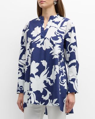 Casablanca Floral-Print High-Low Shirt