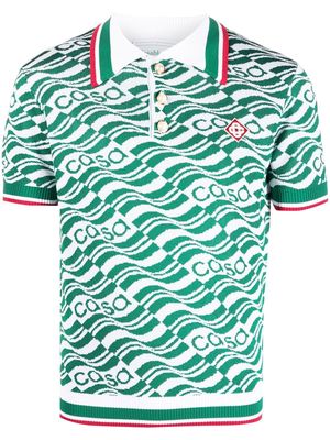 Casablanca flying flag print polo shirt - Green