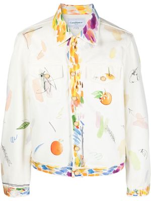 Casablanca fruit-print cotton jacket - White