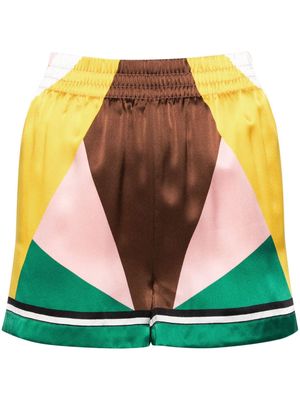 Casablanca Geometric Casa Sport silk shorts - Yellow