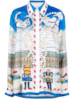 Casablanca graphic-print long-sleeve shirt - Blue